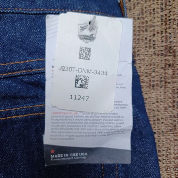 TYNDALE FR Denim Men's 34X34 Flame Resistant Jeans J230T CAT2 23 Cal NFPA 2112 - Picture 10 of 12